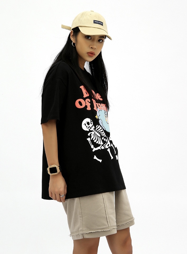 Graphic Streetwear T-Shirt   Unisex Anywear Women’s Mens Punk Tshirt Hip Hop Skull Skeleton Letter Planet Print Gothic Rock T-Shirts Harajuku Casual Cotton Short Sleeve Tops for Man Woman Trends in Black