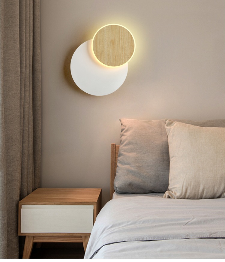 Modern LED Wall Lamp for Living Room Bedside Hallway Home Lamps Decoration Lighting Fixture Luminaire Wood Sconce Light Indoor Nordic Trendy in Black White Wood