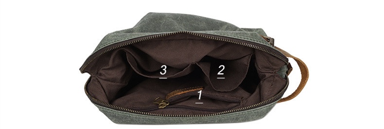 Oil Wax Canvas Clutch Bag  Unisex Anywear Mens Women’s Retro Style Top Layer Cowhide Toiletry Cosmetics Fashion Wrist Bags Trending for Man Woman in Army Green Blue Gray / Grey Khaki Yellow