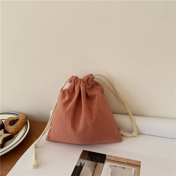 Pleated Cotton Drawstring Pouch Japanese Rice Grain Food Serveware Storage Packaging Gift Bag Jewelry Organizer Christmas Japan Bags in Rustic red