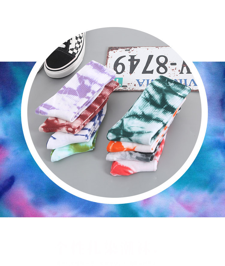 Tie-Dye Socks   Unisex Anywear Mens Women’s Autumn and winter fashion Korean style Harajuku hip-hop skateboard festive holiday gift happy cotton Korea socks Trending for Man Woman in Black Blue Green Orange Purple Red White Wine Red