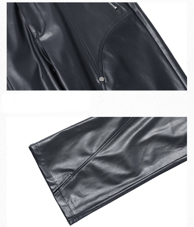 Vegan Leather Pants  Anywear Mens Women’s Autumn Long Black Soft Punk faux Pu Leather Mid Rise Waist Loose Casual Luxury Designer Unisex Clothing Streetwear Plus Size Trousers for Man Woman