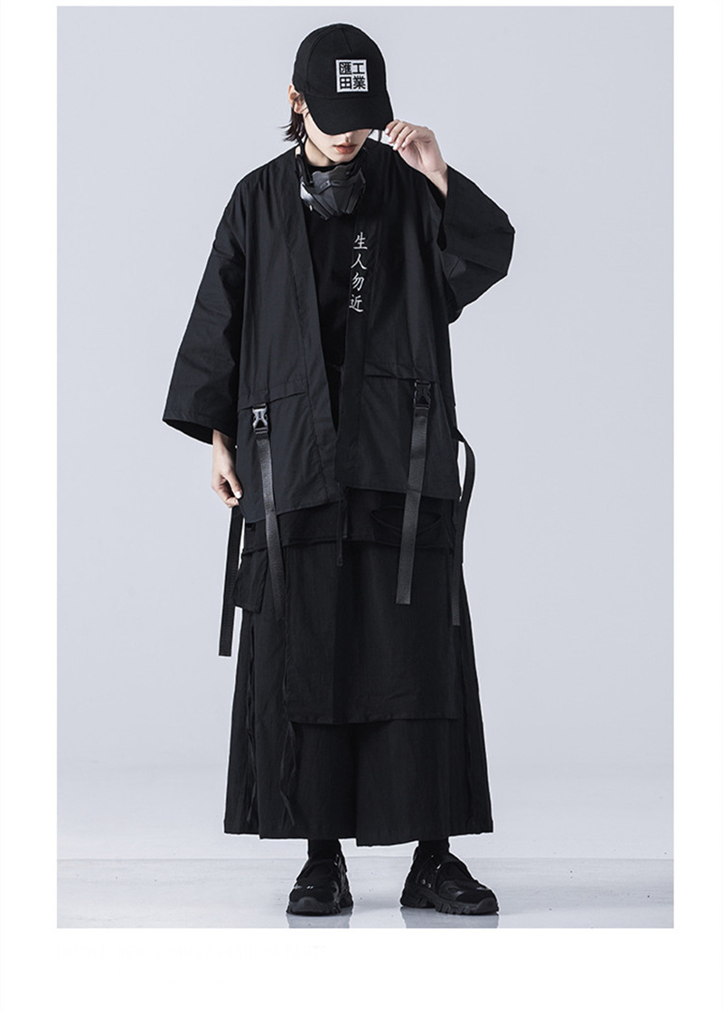 Techwear Kimono Unisex Anywear Mens Women’s T-Shirt Punk Gothic Cardigan Summer Short Sleeve Coat Samurai Cosplay Costumes Japanese Kimonos Hip Hop Japan Streetwear for Man Woman in Black White Plus Size China Chinese