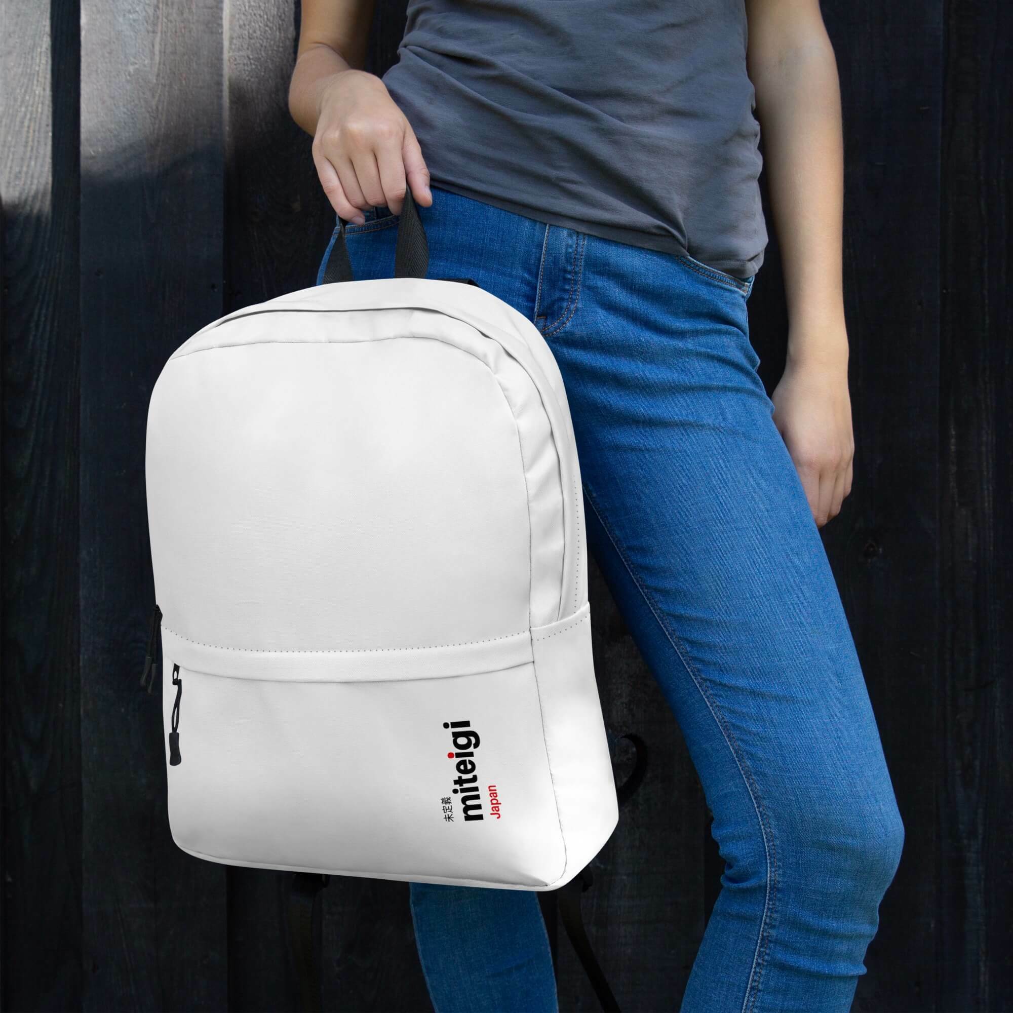 Backpack miteigi Logo     Outdoors Fitness Sports Activewear by miteigi products brand items luggage travel vacation getaway holiday workwear baggage everyday bags White