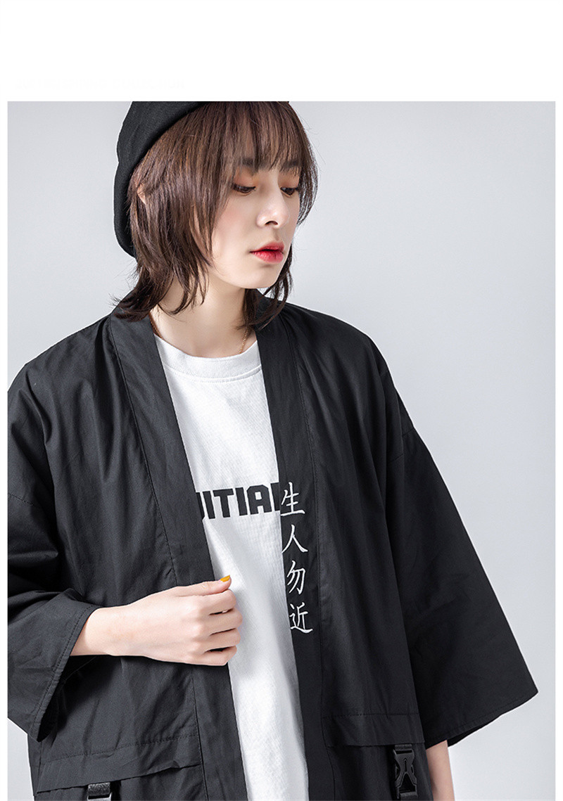 Techwear Kimono Unisex Anywear Mens Women’s T-Shirt Punk Gothic Cardigan Summer Short Sleeve Coat Samurai Cosplay Costumes Japanese Kimonos Hip Hop Japan Streetwear for Man Woman in Black White Plus Size China Chinese