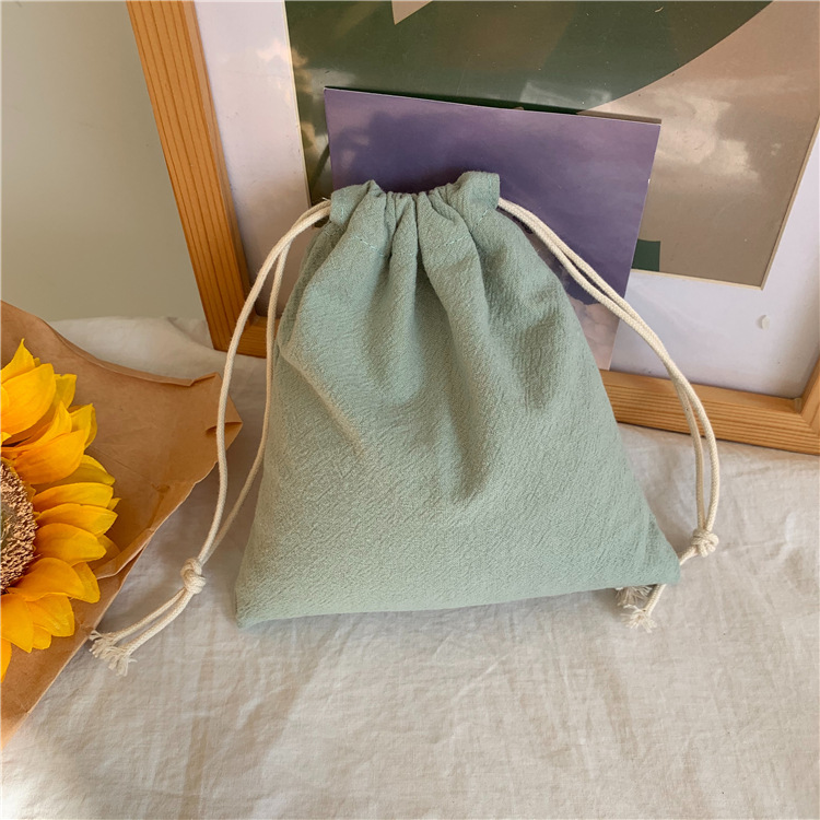 Pleated Cotton Drawstring Pouch Japanese Rice Grain Food Serveware Storage Packaging Gift Bag Jewelry Organizer Christmas Japan Bags in Green