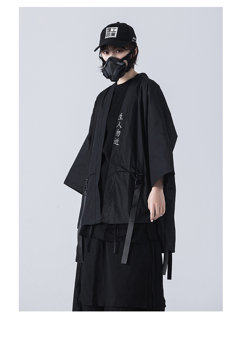 Techwear Kimono Unisex Anywear Mens Women’s T-Shirt Punk Gothic Cardigan Summer Short Sleeve Coat Samurai Cosplay Costumes Japanese Kimonos Hip Hop Japan Streetwear for Man Woman in Black White Plus Size China Chinese