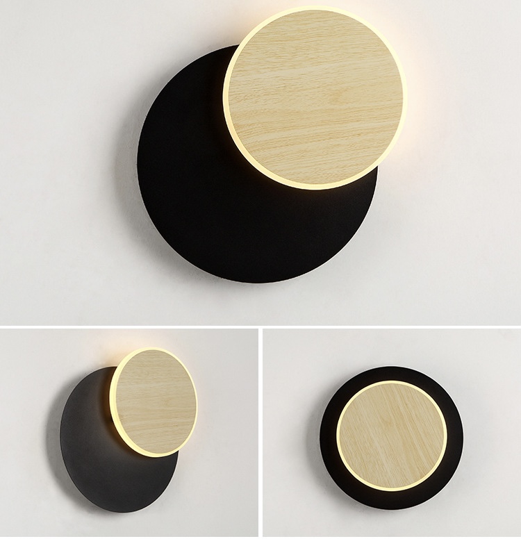 Modern LED Wall Lamp for Living Room Bedside Hallway Home Lamps Decoration Lighting Fixture Luminaire Wood Sconce Light Indoor Nordic Trendy in Black White Wood