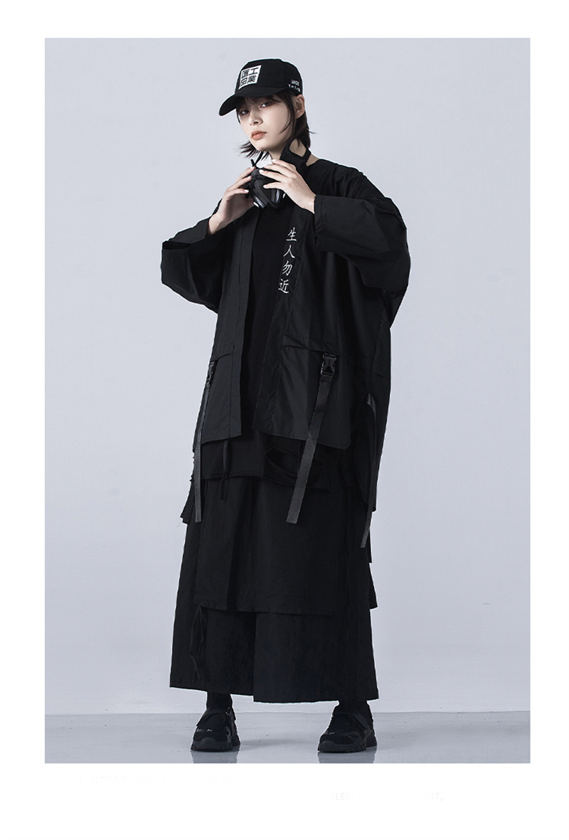 Techwear Kimono Unisex Anywear Mens Women’s T-Shirt Punk Gothic Cardigan Summer Short Sleeve Coat Samurai Cosplay Costumes Japanese Kimonos Hip Hop Japan Streetwear for Man Woman in Black White Plus Size China Chinese