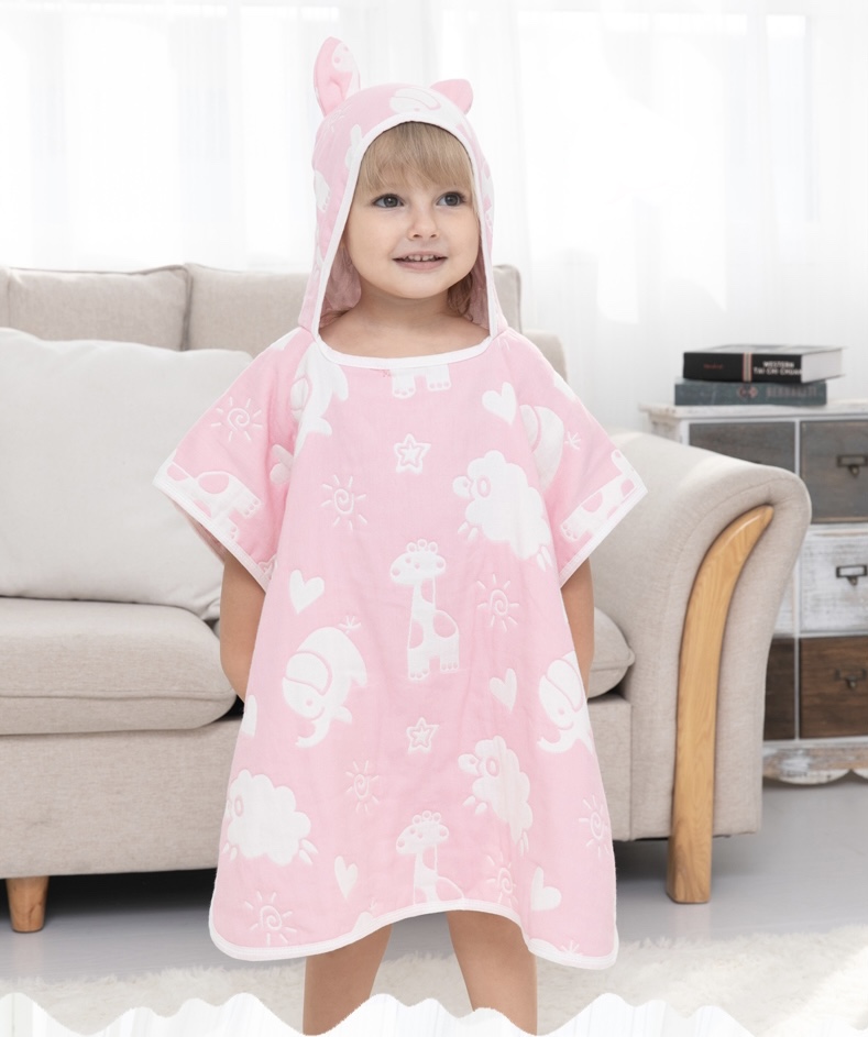 Bath Towel Cloak 6-Layer   Unisex 6 Layers Baby Boys Girls Ultra-soft Kids Hooded Cloak Cartoon Gauze Infant Bibulous Bathrobe Beach Towel 60*60cm Trendy Cloaks