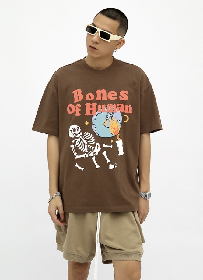Graphic Streetwear T-Shirt   Unisex Anywear Women’s Mens Punk Tshirt Hip Hop Skull Skeleton Letter Planet Print Gothic Rock T-Shirts Harajuku Casual Cotton Short Sleeve Tops for Man Woman Trends in Black Brown Dusk Blue