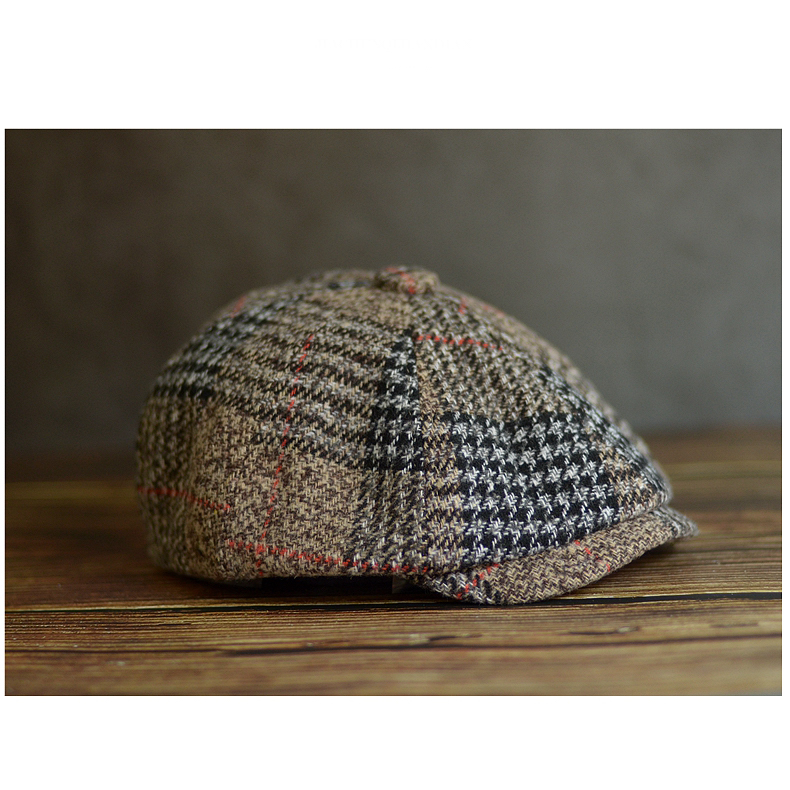 Gatsby Driver Cap   Unisex Anywear Mens Women’s Autumn Winter Plaid Newsboy Hat Wool Blend Male Beret Men And Women England Gatsby Retro Flat Caps Headwear Hats for Man Woman in Khaki