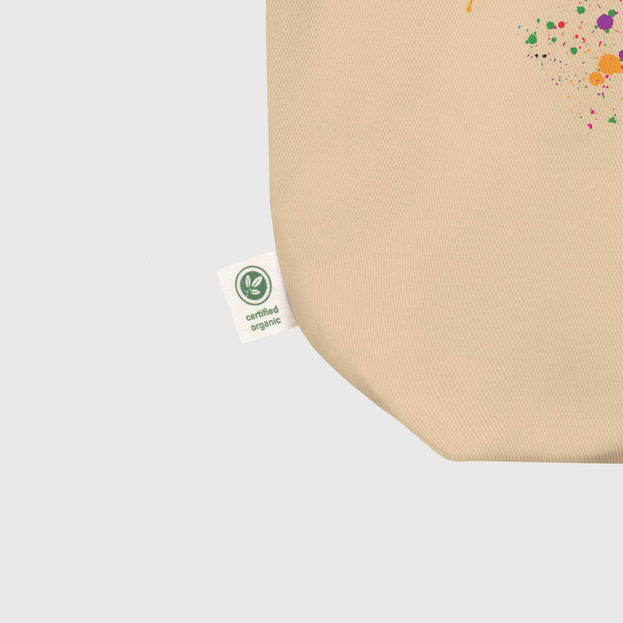Linen-Cotton Tote Bag         Floral Eco 100% Organic cotton Everyday use bags eco-friendly certified products brand items luggage Shopping baggage In Khaki beige with multicolor flowers in abstract painted design