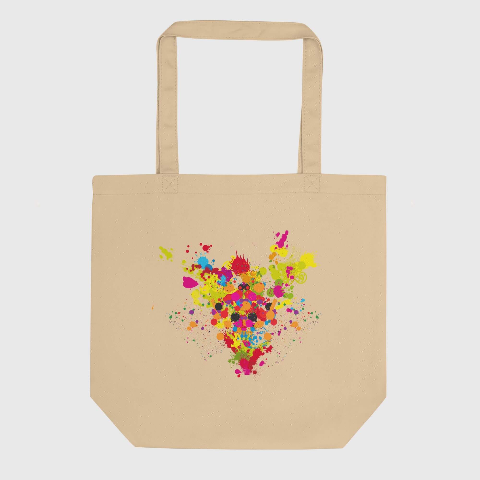 Linen-Cotton Tote Bag         Floral Eco 100% Organic cotton Everyday use bags eco-friendly certified products brand items luggage Shopping baggage In Khaki beige with multicolor flowers in abstract painted design