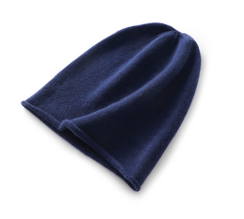 Cashmere Beanie blue  Winter 100% Cashmere-Knitted Unisex Anywear Mens Women’s Warm Hat High Quality Solid Leisure Sleeve womens Hats Beanies Headwear for Man Woman in dark navy-blue