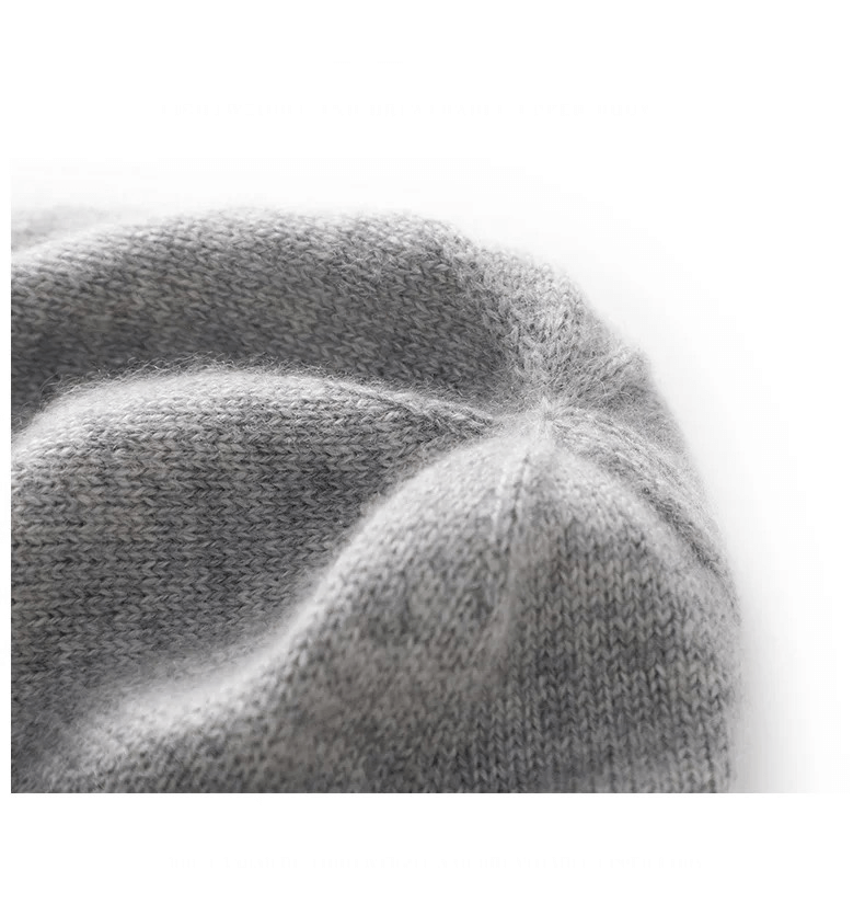 Cashmere Beanie gray  Winter 100% Cashmere-Knitted Unisex Anywear Mens Women’s Warm Hat High Quality Solid Leisure Sleeve womens Hats Beanies Headwear for Man Woman in light grey