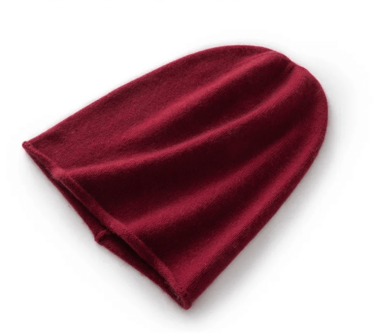 Cashmere Beanie burgundy  Winter 100% Cashmere-Knitted Unisex Anywear Mens Women’s Warm Hat High Quality Solid Leisure Sleeve womens Hats Beanies Headwear for Man Woman in wine-red