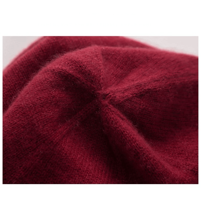 Cashmere Beanie burgundy  Winter 100% Cashmere-Knitted Unisex Anywear Mens Women’s Warm Hat High Quality Solid Leisure Sleeve womens Hats Beanies Headwear for Man Woman in wine-red