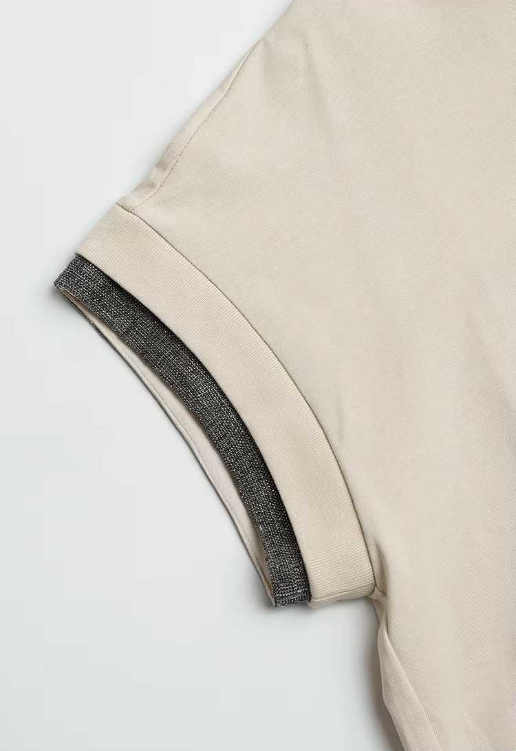 Women&rsquo;s woman womens petite-, tall-, plus-, size K1191W Drawstring Solid Color 100% Combed Cotton Short-Sleeves Drawcord Hooded T-Shirt Tops Clothes Hoodies Hoodies And Sweatshirts Sportswear in light beige creamy with dark Gray grey accent