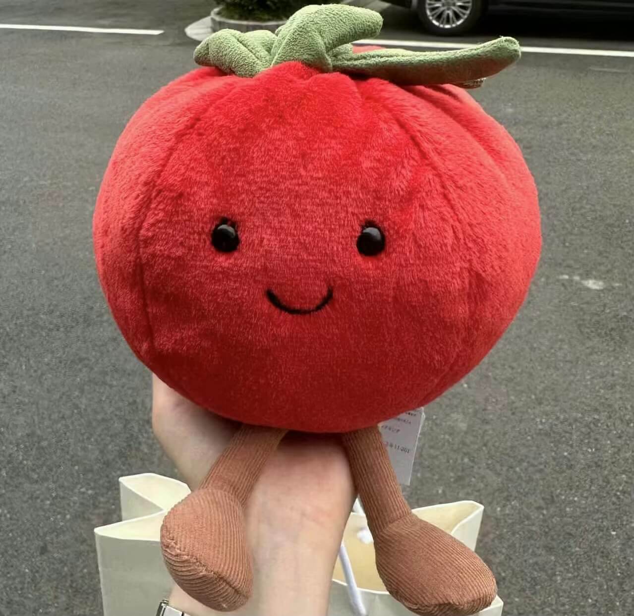 Tomato Plush Doll   Cute Creative Cartoon Characters tomatoes Fruit And Vegetable Food plush stuffed dolls Toys gifts Home Bedroom Decorations Girl Jelly Cat gifting in red with green multi color accents