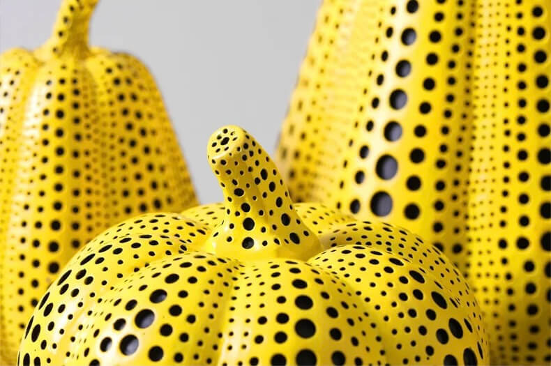 Pumpkin Kusama Yayoi Ornaments Modern Sculpture Polka Dot Owl Bird Art Home Interior Decoration Office Arts Wedding Christmas also in Bird, Owl styles in yellow with black accent color