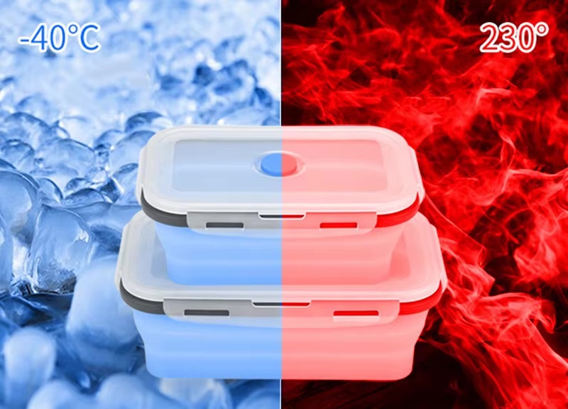 Foldable Silicone Lunch Box      1/3/4PCS Sets Food Fruit Salad storage containers dinnerware conveniently lunch boxes Office School Outdooors Picnic Travel use in Pink, Green, Blue #DC05 Temperature range
