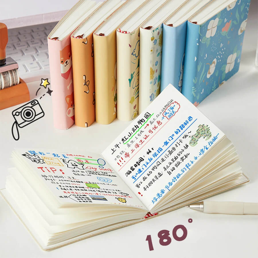 Soft Faux Leather Blank Stamp Book 1-Piece  1pc Compact Soft Faux Leather Blank Notebook-Mini Cute Portable Pocket-Sized Journal For Office, Meetings, Sketching, vacation holiday getaway Collect stamps books in White, animals, Yellow, rabbit, Orange, inu dog, Blue, rabbit, Pink, fox