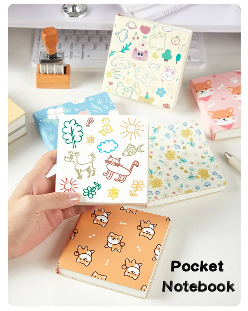 Soft Faux Leather Blank Stamp Book 1-Piece  1pc Compact Soft Faux Leather Blank Notebook-Mini Cute Portable Pocket-Sized Journal For Office, Meetings, Sketching, vacation holiday getaway Collect stamps books in White, animals, Yellow, rabbit, Orange, inu dog, Blue, rabbit, Pink, fox