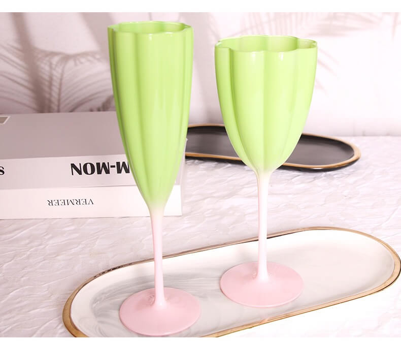 Retro Goblet Flower Cup Hami Green Champagne flute Wine glass