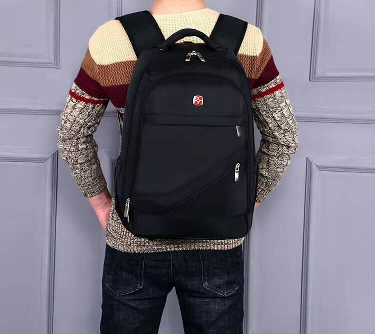 Trolley Backpack with Wheels 24 Inch Shoulder travel bag Students rolling luggage business trollies Large capacity suitcases bags in black