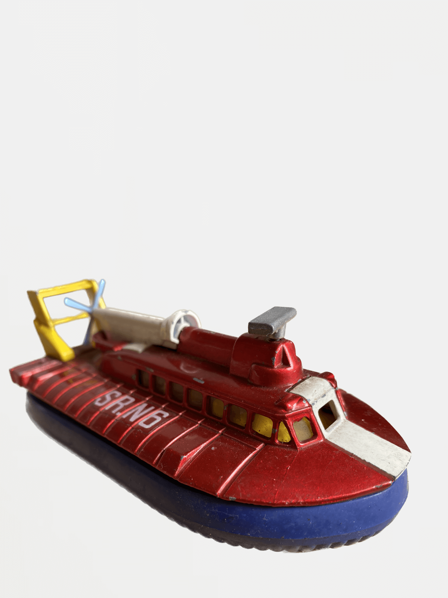 DINKY TOYS SR.N6 Hovercraft 290 Vintage Original Collectors Diecast Metal Toy Car Collectible Cars c1970s Made in England Red blue Collection Antique 