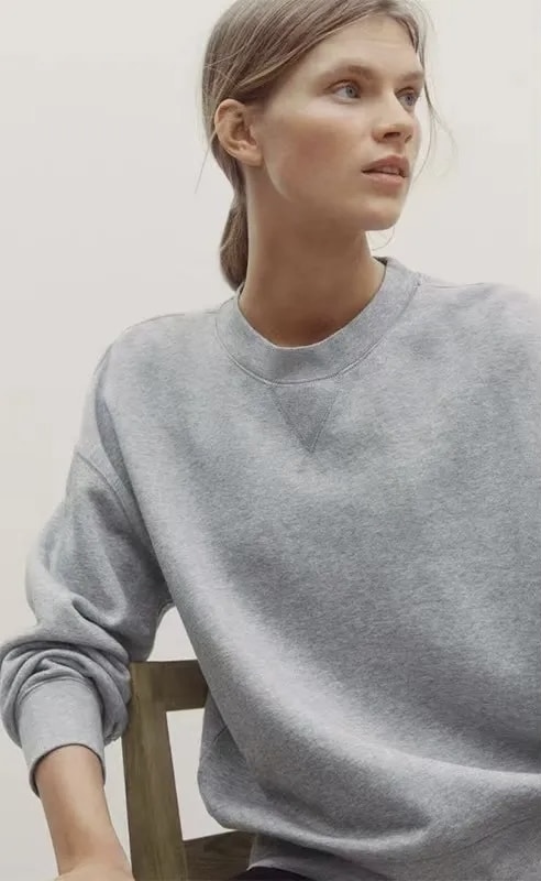 Minimal Sweatshirt gray  Genderful Unisex anywear Men’s Women’s loose light soft plain color sports fitness female INS MiteigiYūki blogger neutral casual sports long-sleeved cotton blend womens mens Tops Sweatshirts for petite size woman man in light grey
