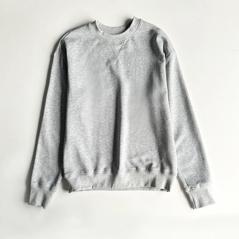 Minimal Sweatshirt gray  Genderful Unisex anywear Men’s Women’s loose light soft plain color sports fitness female INS MiteigiYūki blogger neutral casual sports long-sleeved cotton blend womens mens Tops Sweatshirts for petite size woman man in light grey