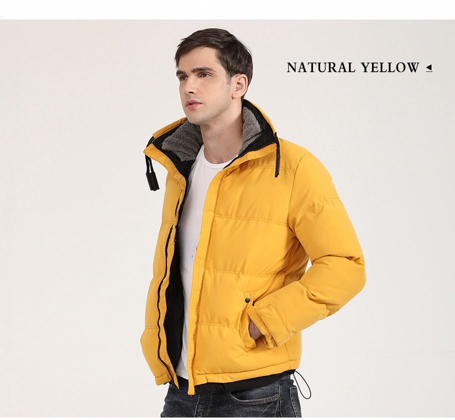 Parka Jacket   Men’s Winter Parkas Boys Casual Cotton Coat Zip Up Top Windbreaker Oversized Quilted Jackets Overcoat Male Plus size 4xl Outerwear Jackets for Man in Yellow