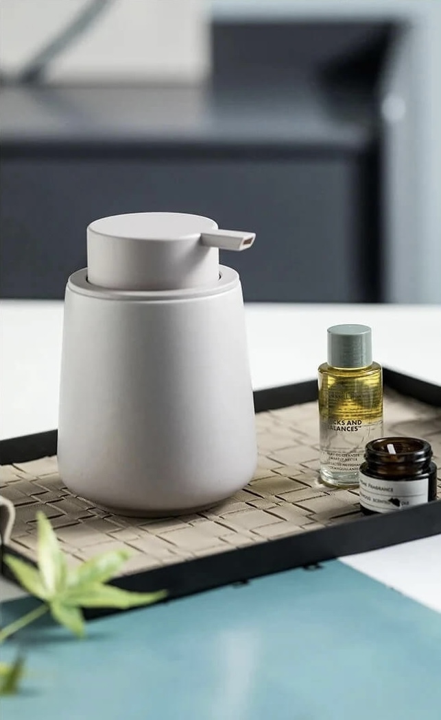 1pc Ceramic Foam Soap Pump Bottle Simple Lotion Bottle Hand Sanitizer Bath Gel Shampoo Press Bottle Bathroom Accessories in dusk blue-gray, khaki coffee brown dark beige