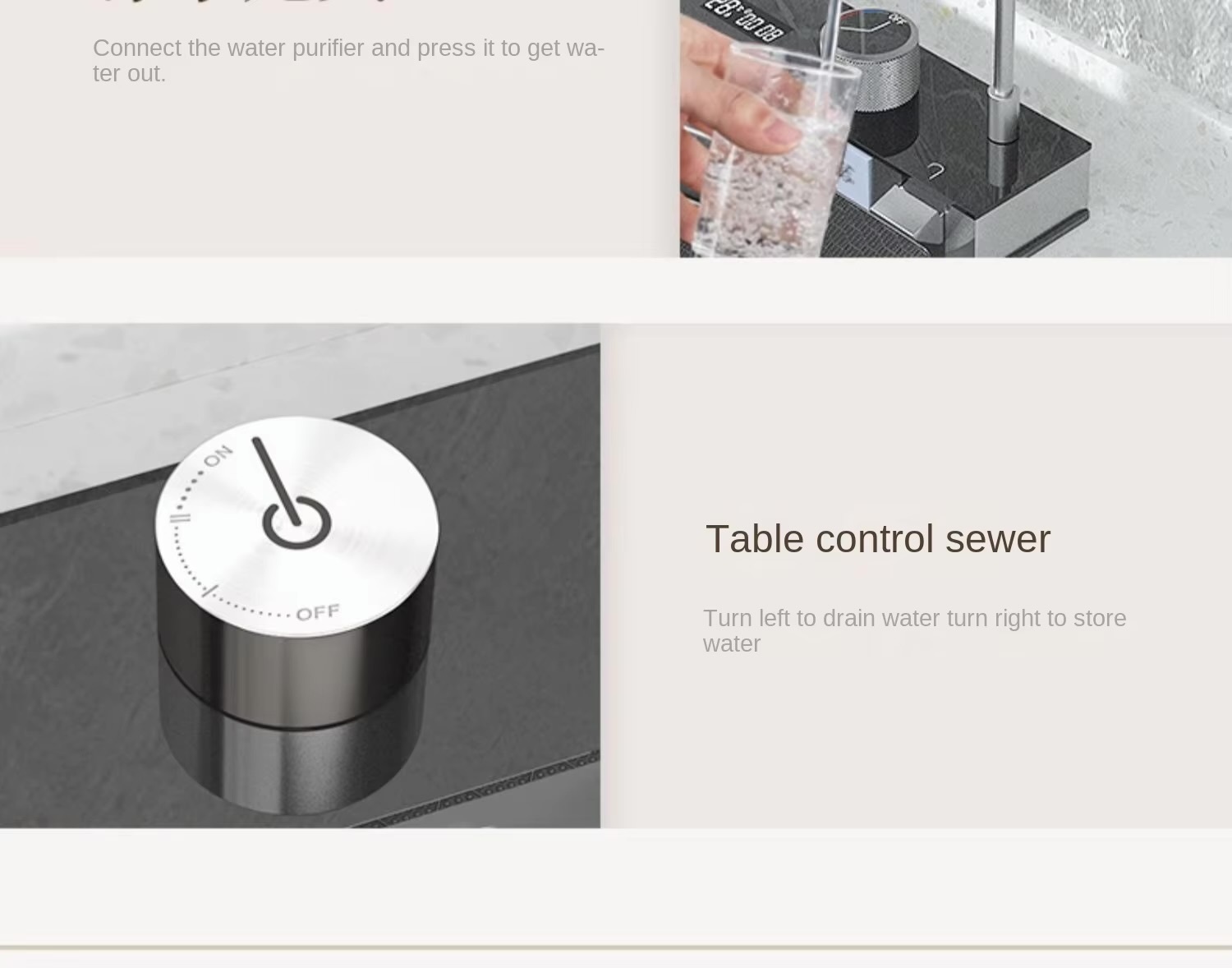 Waterfall Kitchen Sink  304 stainless steel large single slot integrated digital display faucet set soap dispenser cup washer sinks in black