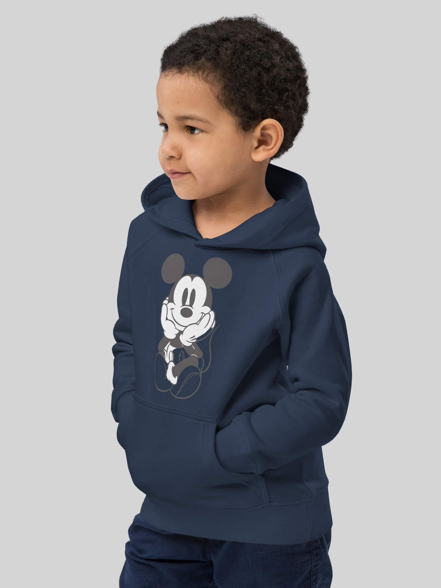 Kids Eco Hoodie   Genderful Boys long sleeves organic cotton-blend kanga pouch pocket lined hooded collar Sweatshirt Children’s unisex hooded recycled polyester anywear sweatshirts for boy In Navy blue 