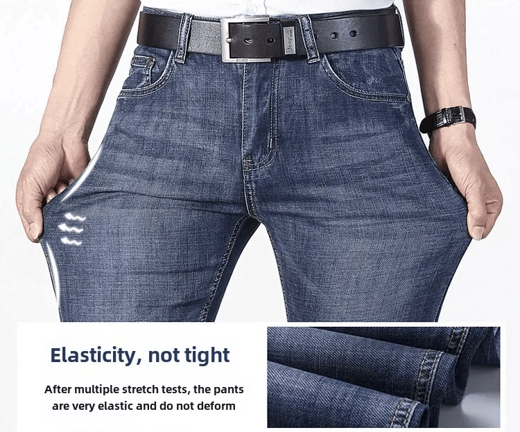 Men's Man mens Lee Dex Straight-leg Loose-fit high-rise waist Spring Summer Thin Elastic Business Casual High-end Denim Jeans Trousers in 864 Blue, 8810 Distressed blue, 865 Dark blue styles