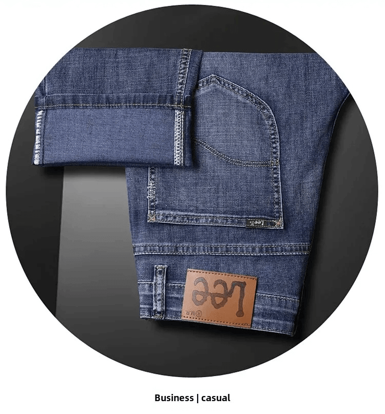 Men's Man mens Lee Dex Straight-leg Loose-fit high-rise waist Spring Summer Thin Elastic Business Casual High-end Denim Jeans Trousers in 864 Blue, 8810 Distressed blue, 865 Dark blue styles