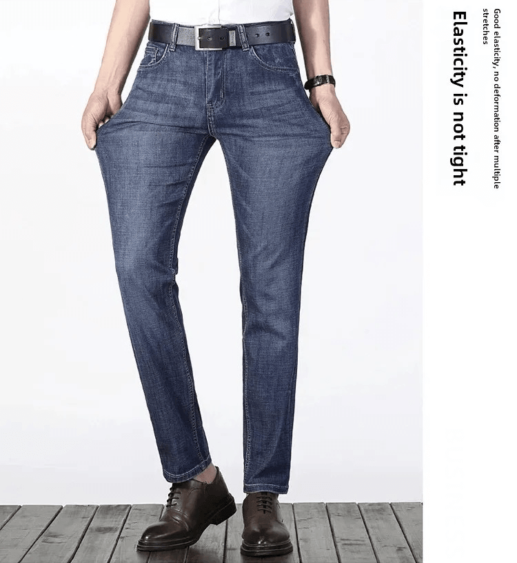 Men's Man mens Lee Dex Straight-leg Loose-fit high-rise waist Spring Summer Thin Elastic Business Casual High-end Denim Jeans Trousers in 864 Blue, 8810 Distressed blue, 865 Dark blue styles