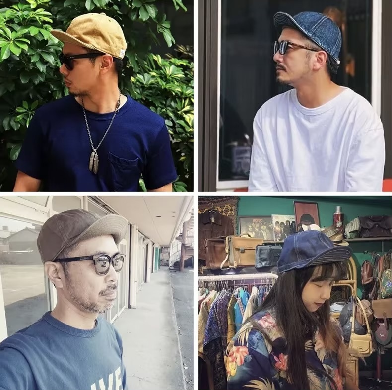 Women&rsquo;s woman womens Men&rsquo;s man mens Unisex Genflex Gender Neutral Genderfluid Casual summer holiday getaway festival party wfh commute office artists painter designer workwear 100% cotton Sun dome Retro flip bucket Hat Headwear Newsboy Caps fashion Versatile Berets hats accessories in dark blue