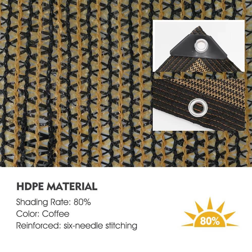 Outdoor Terrace Shading Net 80% Shading Rate HDPE Coffee Shadow Mesh netting for Summer Gazebo Garden Sunscreen Shielding Awning Cloth nets in coffee brown