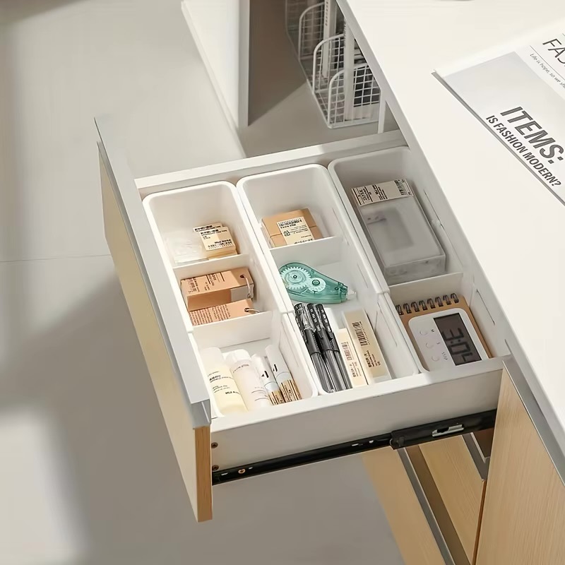 Drawer Organizer   Home Kitchen box organization Retractable sorting storage boxes Tableware divider office stationery supplies narrow-, wide-, storage in white 