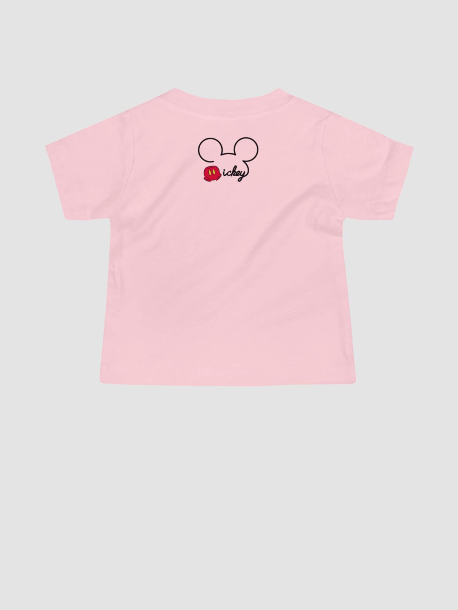 Baby Jersey T-Shirt  Genderful baby-boy-, baby-girl-, unisex anywear short sleeves crewneck Disney young Minnie-, Mickey-, Mouse characters illustrated toys cartoon print Tops in Pink Round O-neck T-Shirts Crew neck character Tees 