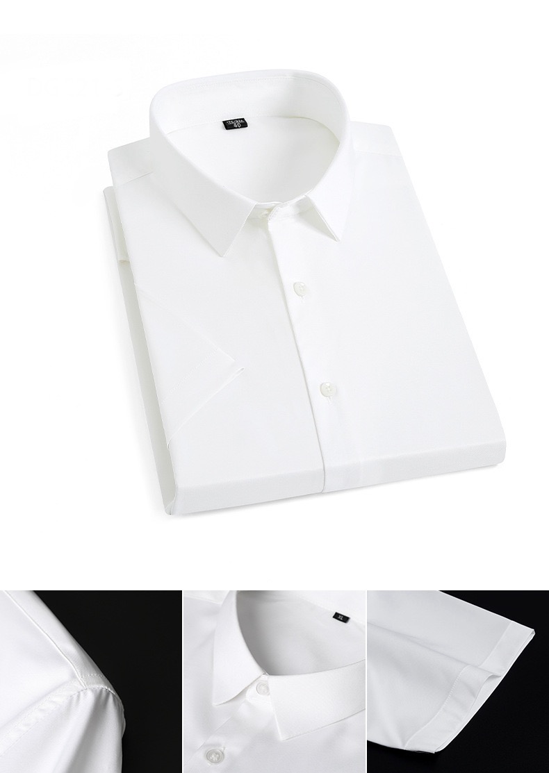 Short Sleeve Shirt Mens Summer Petite Oversized Plus Size Colorful Mens Korean Breathable Slim Fit Boys Office Wear Business Social Collar Workwear Shirts for Man in white