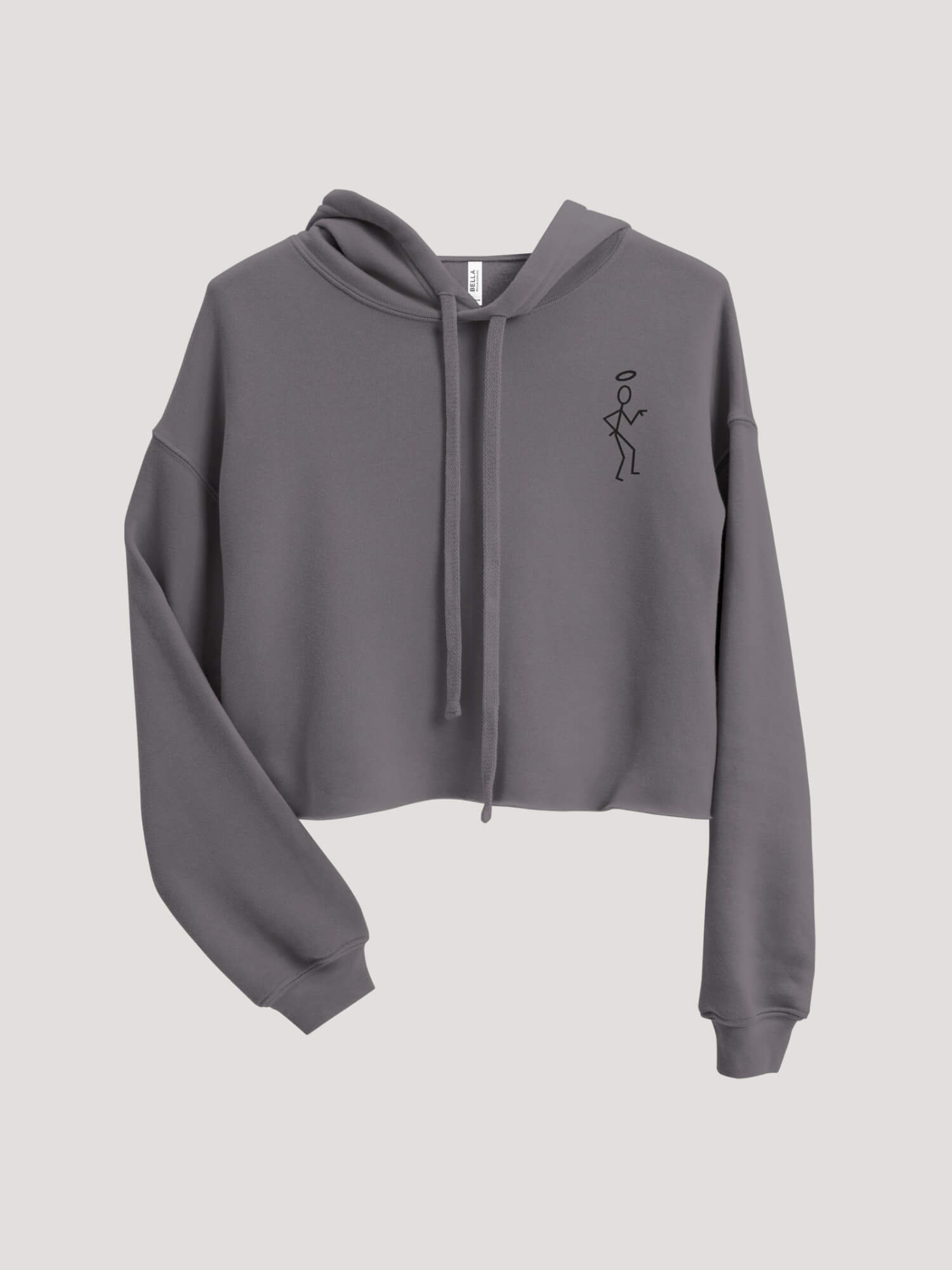 The Saint Cropped Hoodie    Women’s long sleeves hooded sweatshirts for tall plus size man woman  Roger Moore’s Simon Temp,at The Saint logo-branded in Gray with black ink design pattern fitness gym running sports womens fashion grey streetwear sportswear
