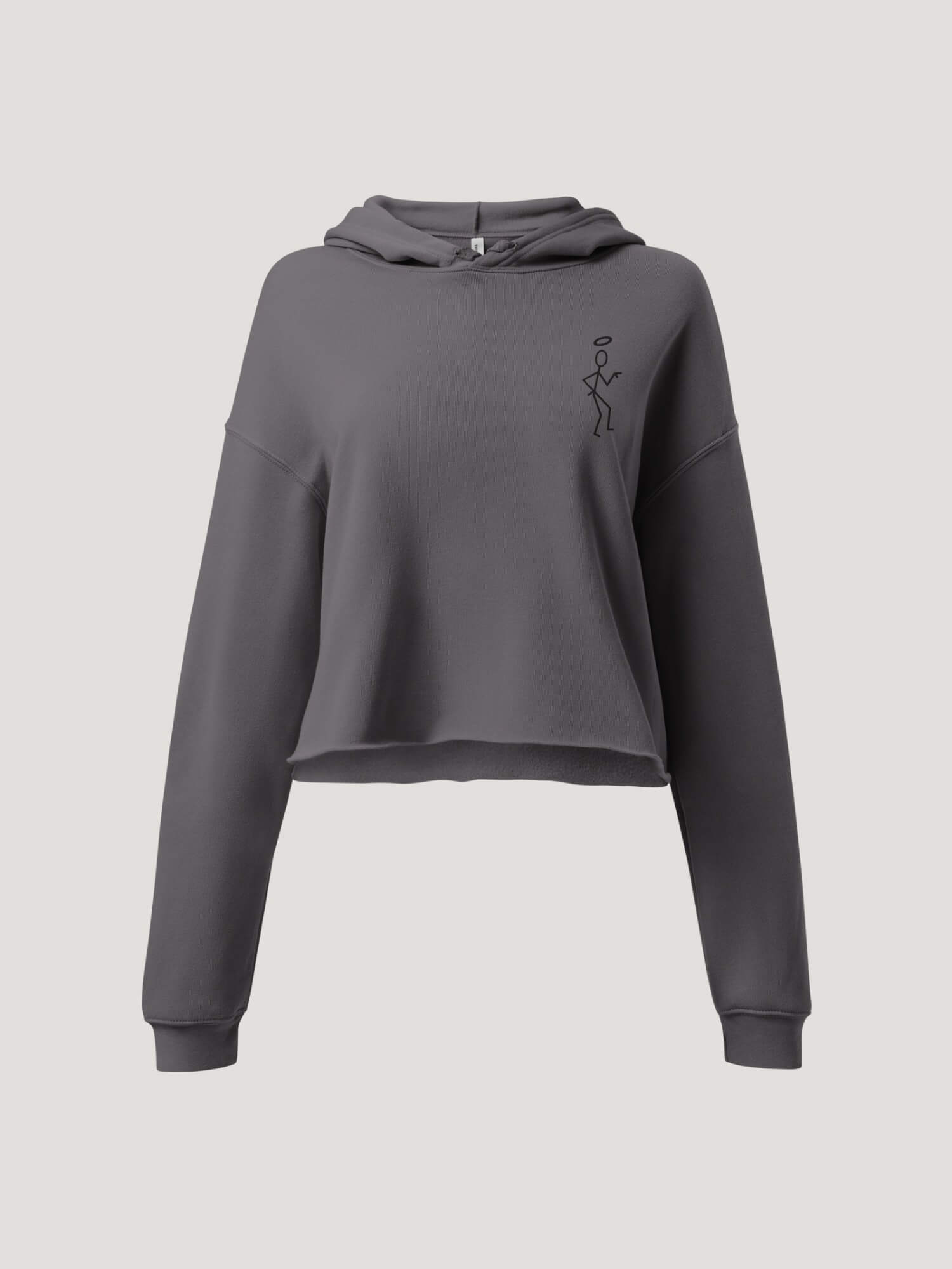 The Saint Cropped Hoodie    Women’s long sleeves hooded sweatshirts for tall plus size man woman  Roger Moore’s Simon Temp,at The Saint logo-branded in Gray with black ink design pattern fitness gym running sports womens fashion grey streetwear sportswear
