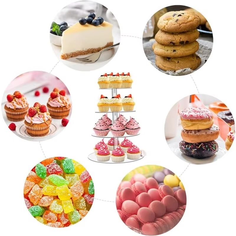 Acrylic Cake Rack    Detachable transparent clear cupcake display racks wedding birthday party event serving decoration kitchen tabletop serveware utensils 3/4/5/6 Tier
