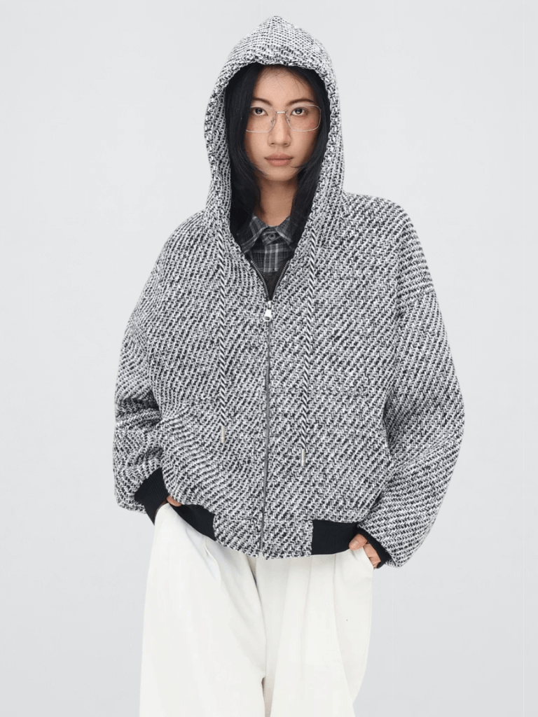 Zipper Hooded Sweatshirt Jacket