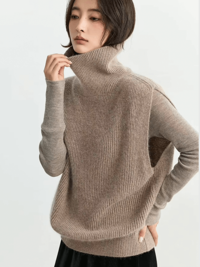 Turtleneck Rib Sweater Vest